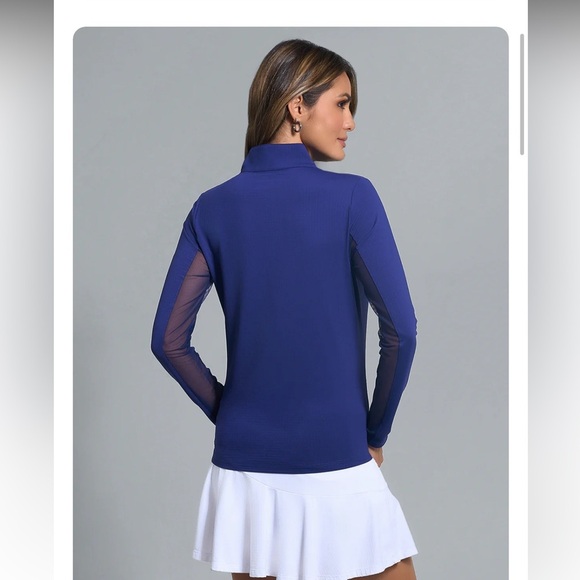 IBKÜL 1/4 Zip Pullover Athletic Quick Dry Top Mesh Sleeves UPF 50 in Blue XS - Picture 13 of 17